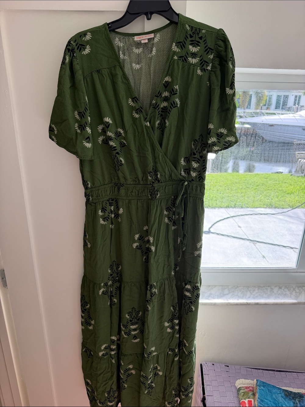 Knox Rose Olive Green Floral Wrap Maxi Dress